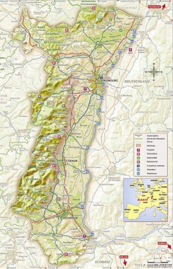 Karte des Elsass (Touirisme alsace)