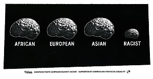 Werbung der Commission for Racial Equality zum Thema: Rassenunterschiede (ethnische Unterschiede), nationale Minderheiten. 