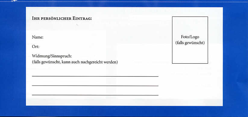 Mein/ Unser pers&ouml;nlicher Eintrag