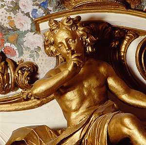 Detail des Stucks im Schlafzimmer von Schloss Rastatt (Foto SSG)