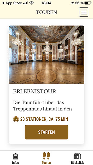 Screenshots der App: Besuch des Rittersaals. (Bilder: kulturer.be)
