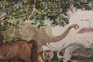 Elefant aus einem der Teppiche der "Neu-Indien-Serie" in Schloss Mannheim. Foto: kulturer.be