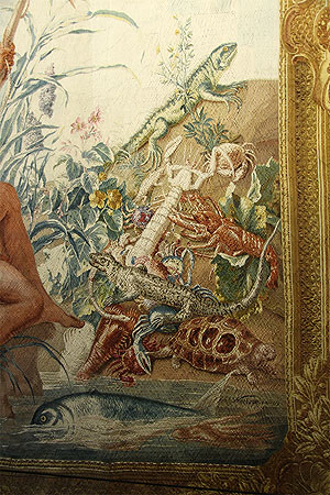 Mannheim, Schlossmuseum: Szene aus einem Wandteppich der Neu-Indien-Serie. Foto: kulturer.be