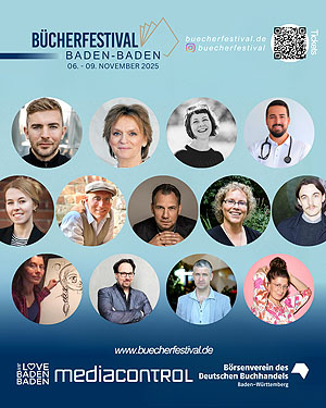 Einladung zum Bücherfestival mit Porträts der dort lesenden Autorinnen und Autoren.